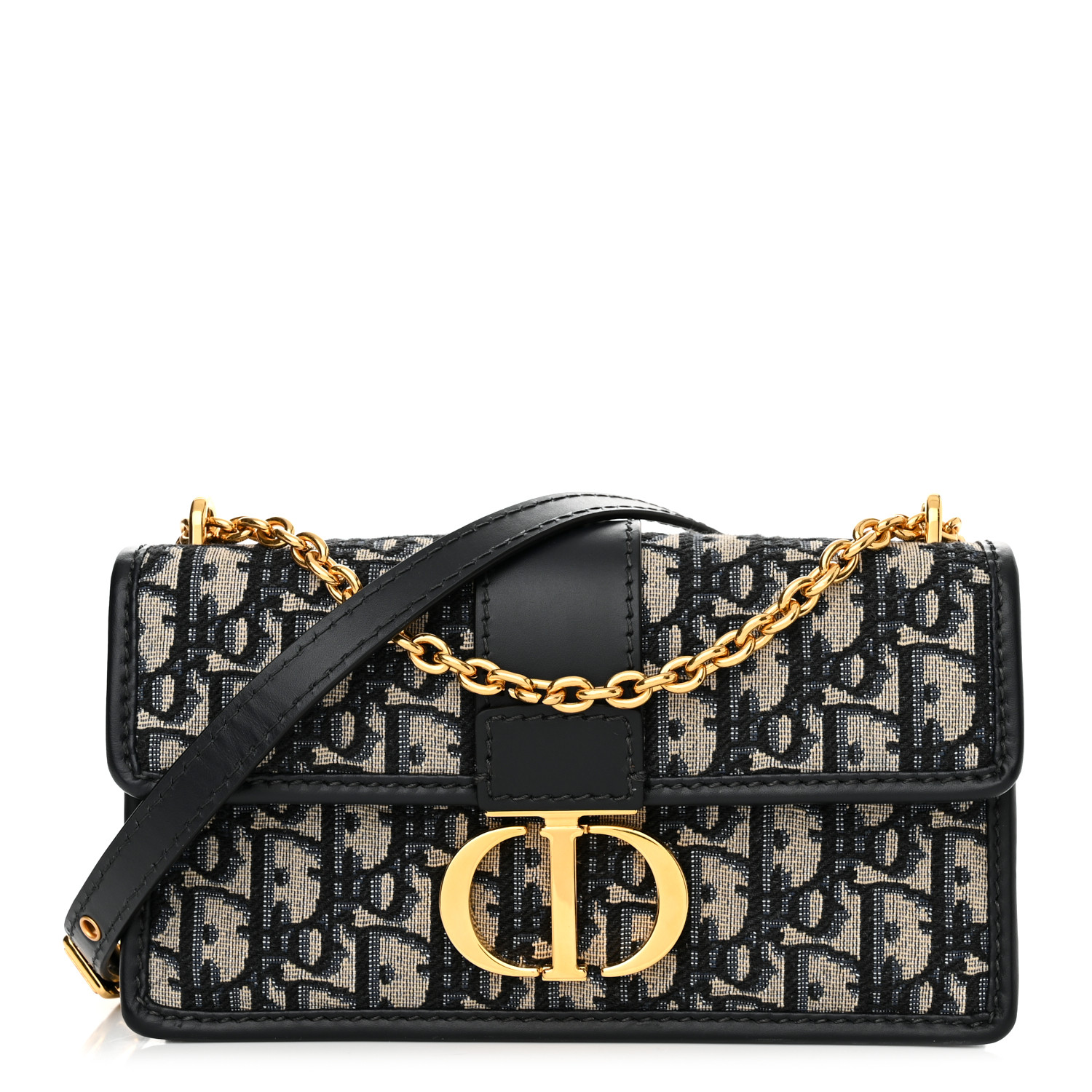 CHRISTIAN DIOR Oblique 30 Montaigne East West Chain Flap Bag in the color Blue by FASHIONPHILE