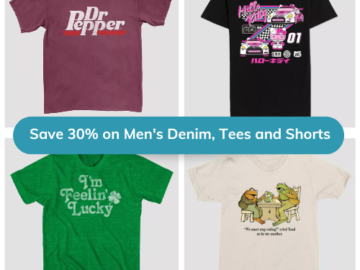 2 Days Only! Save 30% on Men’s Denim, Tees and Shorts from $8.40 (Reg. $12+) – thru 3/16!