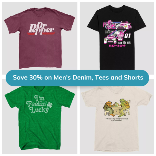 2 Days Only! Save 30% on Men’s Denim, Tees and Shorts from $8.40 (Reg. $12+) – thru 3/16!