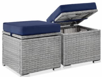 Patio Wicker Ottomans with Hidden Storage Space
