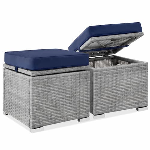 Patio Wicker Ottomans with Hidden Storage Space