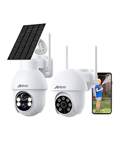 ANRAN 5MP Security Camera Wireless Outdoor-Solar Outdoor Camera with 360° View, Smart Siren, Spotlights, 2K Color Night Vision, 2-Way Talk, Compatible with Alexa