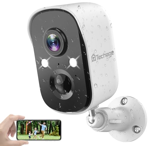 Techage Security Cameras Wireless Outdoor, Battery Powered Wireless Cameras for Home Security with AI Motion Detection, 1080P Color Night Vision, 2-Way Talk, Siren, IP66 Weatherproof, SD/Cloud Storage