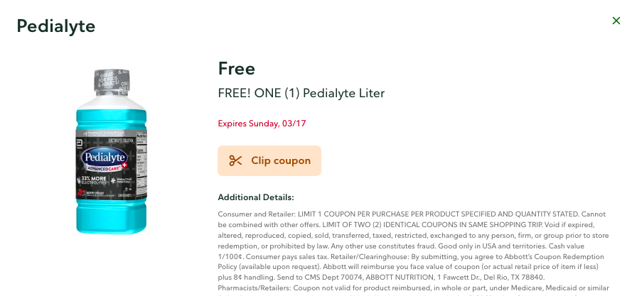 FREE Pedialyte Liter | Publix Digital Coupon Ends Sunday