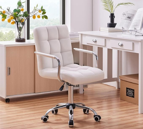 Provide the support and sophistication needed to enhance your productivity with Yaheetech White Desk Chair with Wheels/Armrests for just $61.59 Shipped Free (Reg. $95.58)