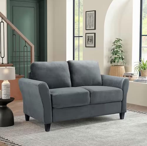 Wesley 57.9 in. Dark Grey Microfiber 2-Seater Loveseat