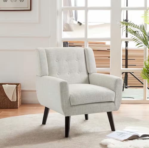 Beige Linen Arm Chair