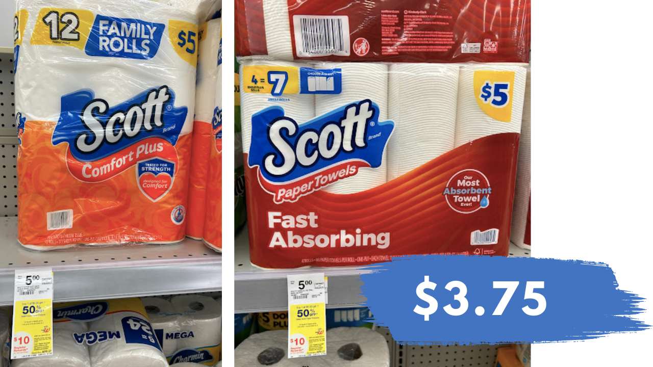 $3.75 Scott Paper Towels & Bath Tissue at Walgreens