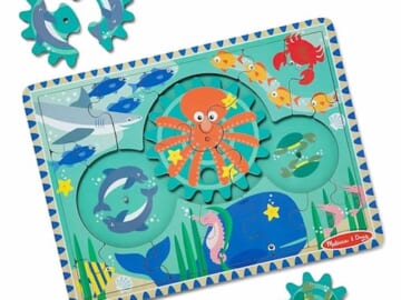 Melissa & Doug Wooden Underwater Jigsaw Spinning Gear Puzzle