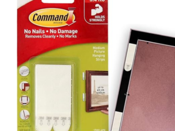 Command Picture Hanging Strips, 4 Pairs $2.91 (Reg. $5.93) – $0.73/ Pair, Holds 12lbs total