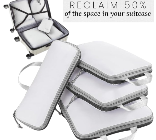 Compression Packing Cubes for Suitcases 4-Piece Set $14.99 After Code (Reg. $30) -$3.75 per cube, 3 different sizes