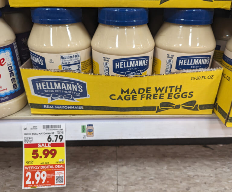 Hellmann’s Mayonnaise As Low As $2.99 At Kroger (Regular Price $6.29)