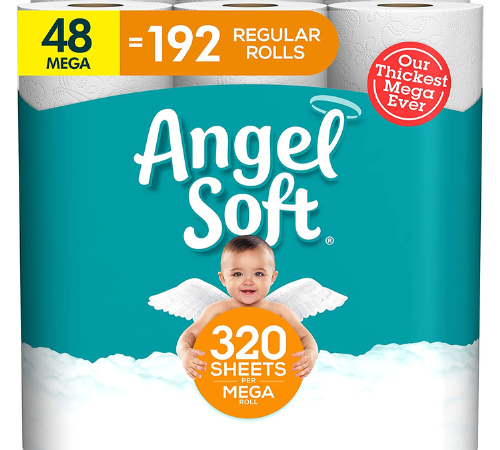Angel Soft 48 Mega Rolls Toilet Paper as low as $23.87 After Coupon (Reg. $56) + Free Shipping – 50¢/ 320-Sheet Roll! 48 Mega Rolls = 192 Regular Rolls