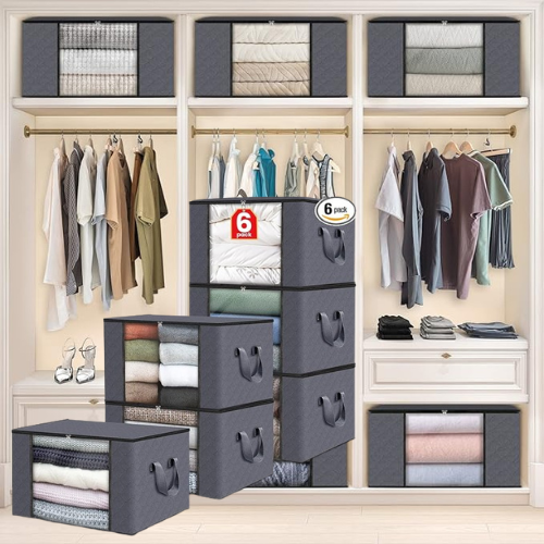 Foldable 60L Clothes/Blanket Storage Bags, 6 Pack $15 After Coupon (Reg. $42) – $2.50 Each
