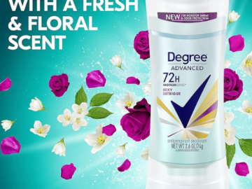 Degree 4-Pack Advanced MotionSense Antiperspirant Deodorant, 2.6 Oz as low as $14.32 Shipped Free (Reg. $20) – $3.58/Stick – 72-Hour Sweat and Odor Protection