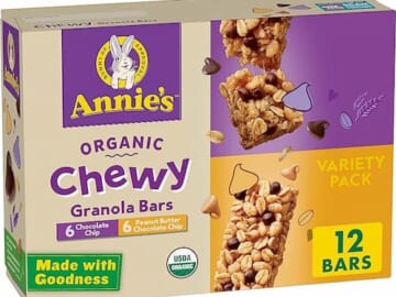 Annie's Organic Chewy Granola Bars, Peanut Butter Chocolate Chip, 12 ct