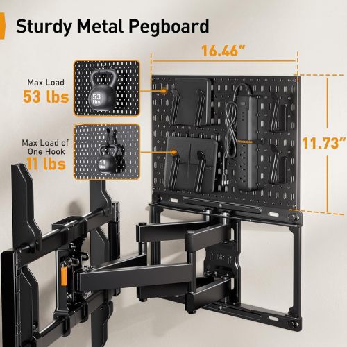 Prime Members: Full Motion TV Wall Mount w/ Metal Pegboard $20.99 After Code + Coupon (Reg. $90) + Free Shipping – for 42-84″ TVs
