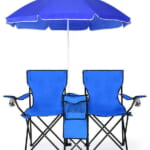 Costway Folding Double Camping Chair w/ Umbrella, Table, and Cooler for $60 + free shipping