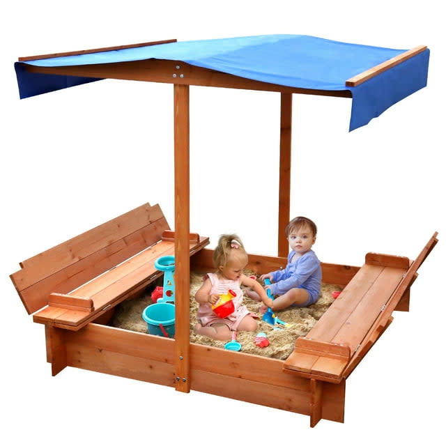 Funtok 48" x 48" Wooden Sandbox w/ UV-Resistant Canopy & Bench Seats for $129 + free shipping
