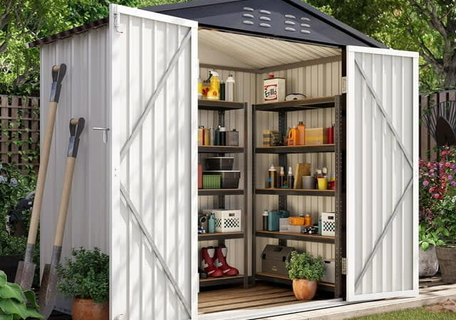 Lausaint Home 4×6-Foot Metal Outdoor Storage Shed w/ Lock for $218 + free shipping