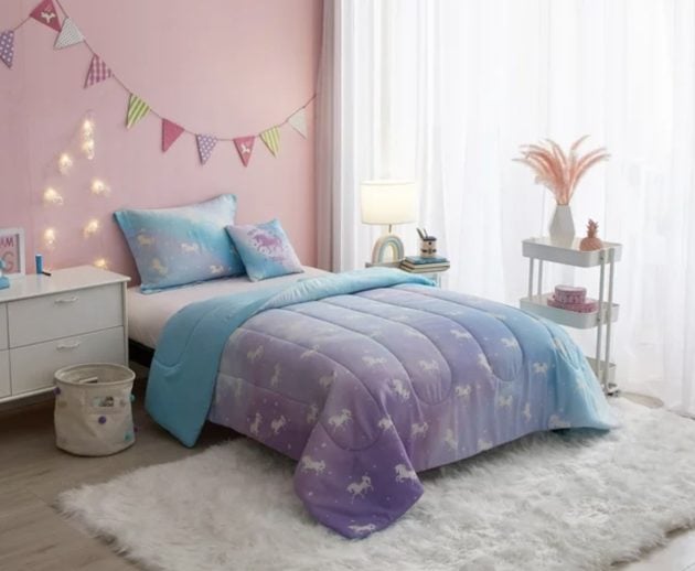 Your Zone Rainbow Unicorn 5 Piece Glow In the Dark Comforter Set