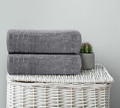 Today Only! Large Bath Towels, Pack of 4, Dark Grey $29.94 (Reg. $41.95)