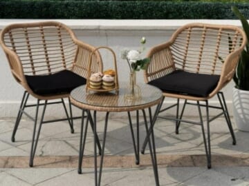Tappio 3 Piece Outdoor Wicker Furniture Patio Bistro Set