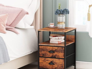 Nightstand End Table with 2 Fabric Drawers and Shelf, Set of 2 $47.37 After Code (Reg. $78.95) + Free Shipping