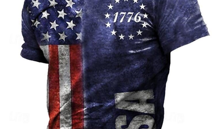 Men's 1776 American Flag Graphic Shirt for $7 + $4 s&h