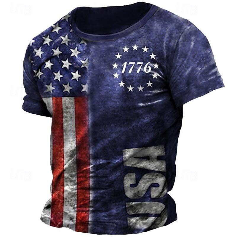 Men's 1776 American Flag Graphic Shirt for $7 + $4 s&h