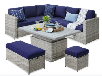 Wicker Patio 6-Piece Furniture Set with Height-Adjustable Dining Table for just $749.99 shipped! (Reg. $1700)