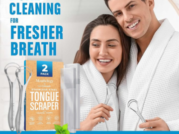 Tongue Scraper, 2-Pack with Case $4.93 After Coupon (Reg. $9.87) – $2.47 Each – 100K+ FAB Ratings!