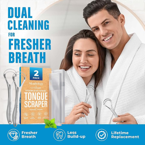 Tongue Scraper, 2-Pack with Case $4.93 After Coupon (Reg. $9.87) – $2.47 Each – 100K+ FAB Ratings!