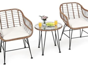 Tangkula 3 Pieces Patio Conversation Bistro Set