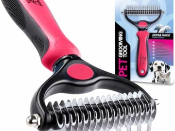 Pat Your Pet Deshedding Brush - Double-Sided Undercoat Rake for Dogs & Cats