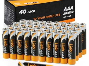 LiCB AAA Batteries 40-Pack for $15 + free shipping w/ $35